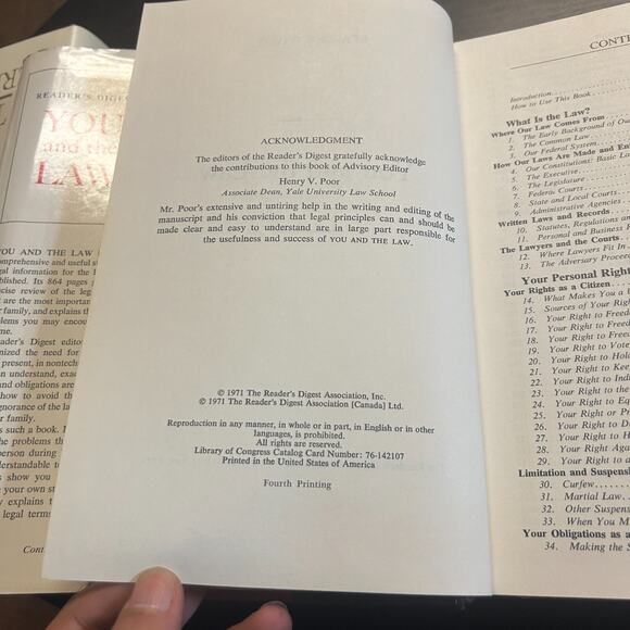 Vintage "You and the Law" Reader's Digest (1971, Hardcover) w Dust Jacket - Picture 4 of 6